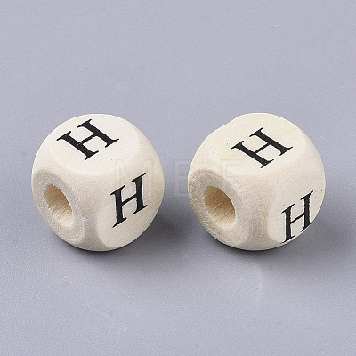 Printed Natural Wood Beads LS-WOOD-T026-001H-1