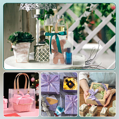 Transparent Frosted PVC Plastic Gift Tote Bags with Green Ribbon LS-ABAG-WH0048-68C-1