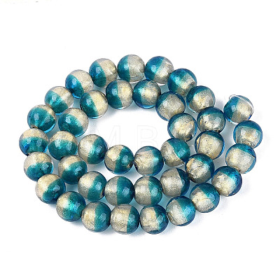 Handmade Lampwork with Gold Powder Beads Strands LAMP-N037-06B-02-1