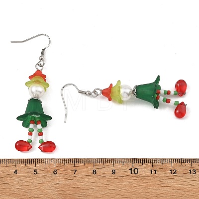 Acrylic & Shell Pearl & Glass Dangle Earrings EJEW-TA00827-1