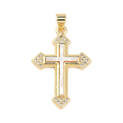 Brass Micro Pave Cubic Zirconia Pendants KK-K408-24A-G-1