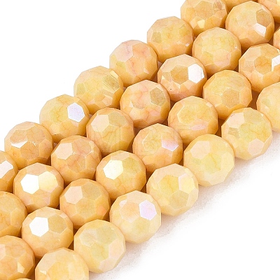 Anti-Tarnish Electroplate Glass Beads Strands EGLA-ZX010-8mm-13-1