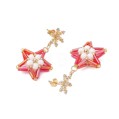 Glass Star Stud Earrings EJEW-MZ00256-05-1