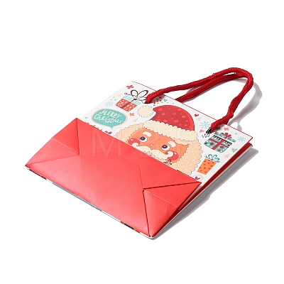 Christmas Santa Claus Print Paper Gift Bags with Nylon Cord Handle CARB-K003-01A-01-1