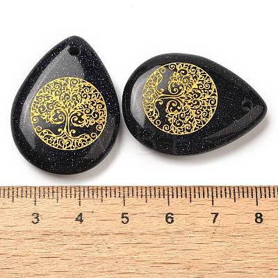 Synthetic Blue Goldstone Drop Pendants G-C158-01I-1