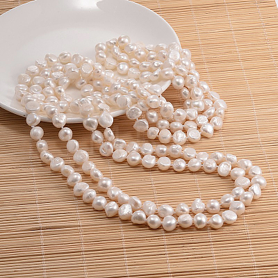 Natural Pearl Nuggets Beaded Necklace NJEW-P126-A-01E-01-1