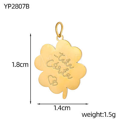 Clover with Word Charms 304 Stainless Steel Pendants STAS-OY004-53G-1