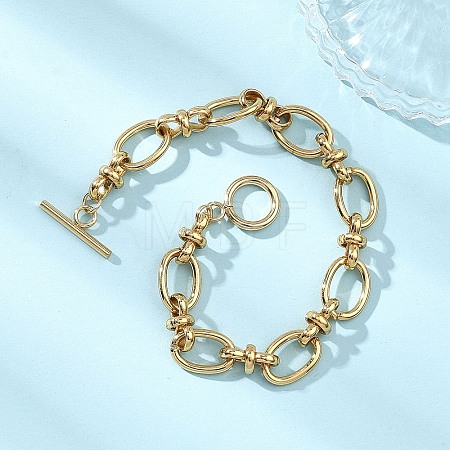 304 Stainless Steel Oval Link Chain Bracelets for Women BJEW-JB12855-01-1