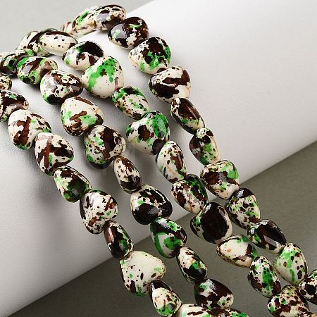 Spray Printed Synthetic Turquoise Beads Strands TURQ-P002-01A-02-1