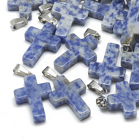 Natural Blue Spot Jasper Pendants X-G-T080-13-1