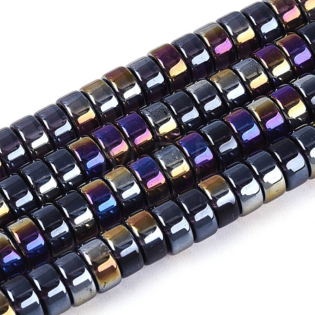 AB Color Plated Transparent Glass Beads Strands GLAA-T026-3x6mm-T11-1