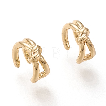 Brass Cuff Earrings X-EJEW-F255-05G-1