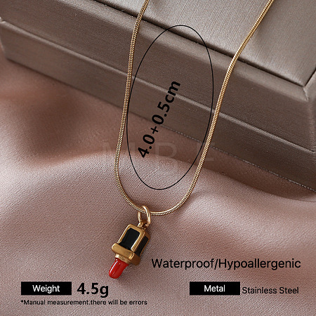 304 Stainless Steel Enamel Lipstick Pendant Necklaces for Girls VK7277-2-1