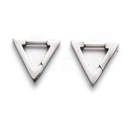 Tarnish Resistant 304 Stainless Steel Triangle Huggie Hoop Earrings STAS-H156-02C-P-1