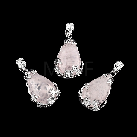 Natural Rose Quartz Pendants G-P393-P05-1