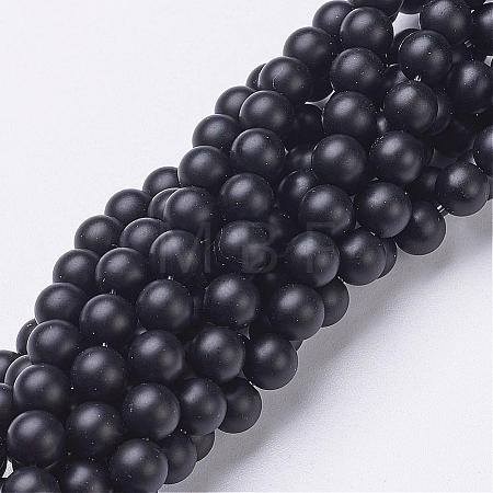 Natural Black Agate Beads Strands G-D543-6mm-1