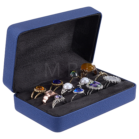 Rectangle PU Leather Ring Organizer Boxes CON-WH0089-240A-1