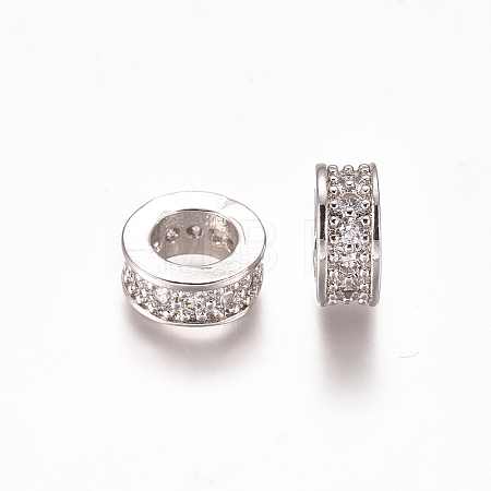 Brass Micro Pave Clear Cubic Zirconia European Beads X-ZIRC-I038-23P-1