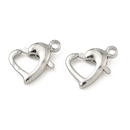 Heart Brass Lobster Claw Clasps KK-H523-06P-1
