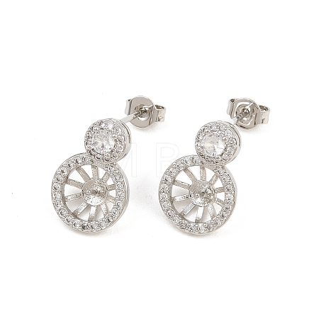 Brass Micro Pave Cubic Zirconia Stud Earring Findings CU-CBAA5EE-02P-1