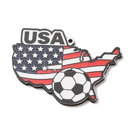 American Football Themed Printed Wooden Pendants WOOD-B012-02E-1
