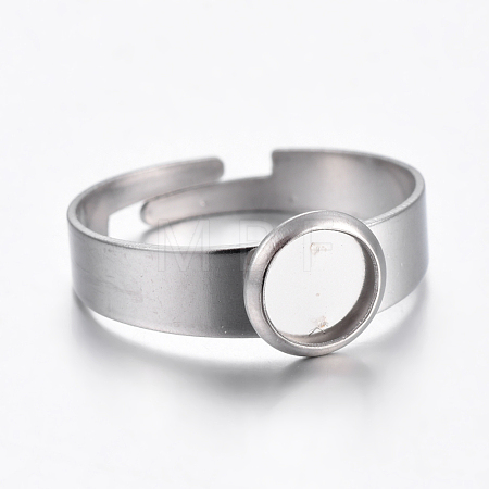 Tarnish Resistant Adjustable 304 Stainless Steel Finger Rings Components X-STAS-G187-01P-6mm-1