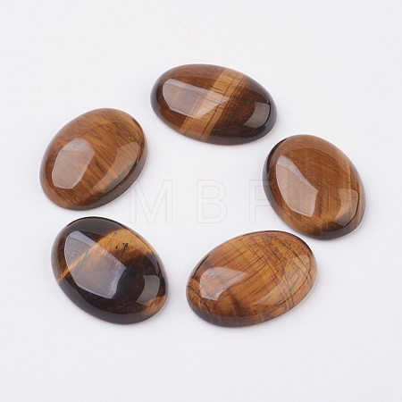 Natural Tiger Eye Flat Back Cabochons G-G741-13x18mm-01-1