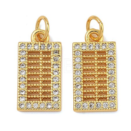 Brass Micro Pave Clear Cubic Zirconia Charms KK-F941-12G-1
