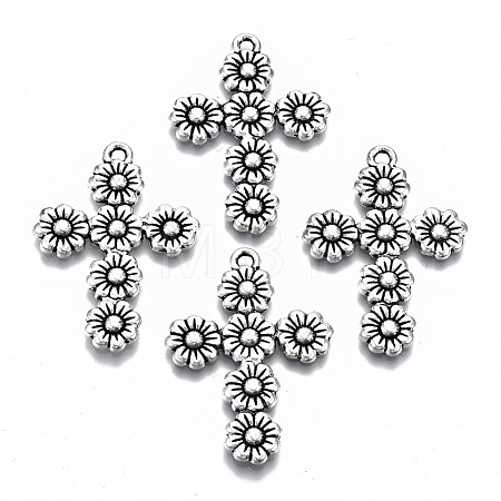 Tibetan Style Alloy Pendants X-TIBEP-N009-015AS-RS-1