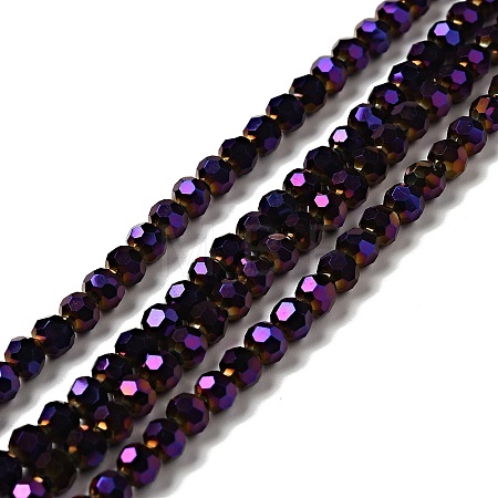 Faceted(32 Facets) Electroplate Glass Bead Strands X-EGLA-R042-4mm-02-1