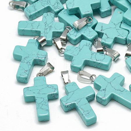 Dyed Synthetic Turquoise Pendants G-T080-15-1