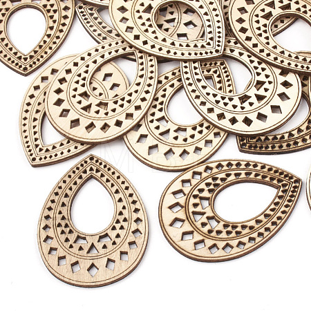 Undyed Wood Big Pendants X-WOOD-T008-39-1