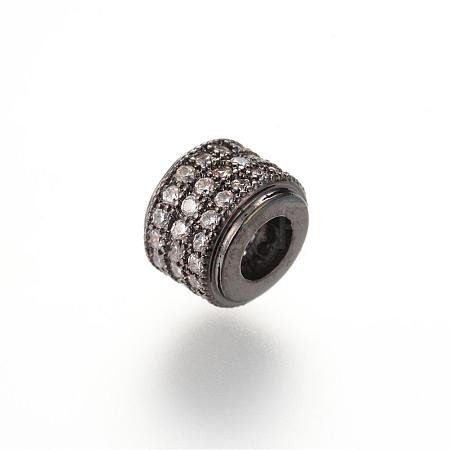Brass Micro Pave Cubic Zirconia European Beads ZIRC-S053-YS013-3-1