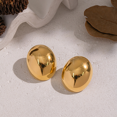 Minimalist Oval 304 Stainless Steel Stud Earrings LS-UN0221-1-1
