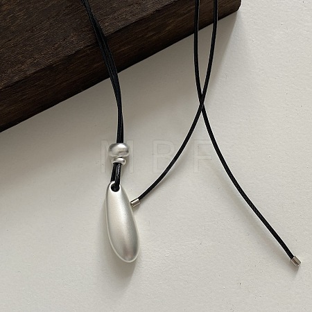 Alloy Teardrop Pendant Adjustable Black Waxed Cord Necklaces for Women WG6DD4B-01-1