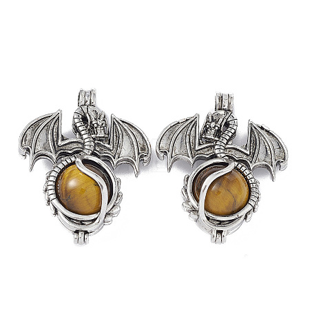 Natural Tiger Eye Pendants G-P491-02AS-04-1