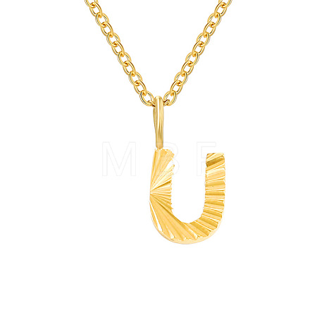 Personalized Stainless Steel Textured Alphabet Initial Pendant Necklaces for Women Men RF0956-21-1