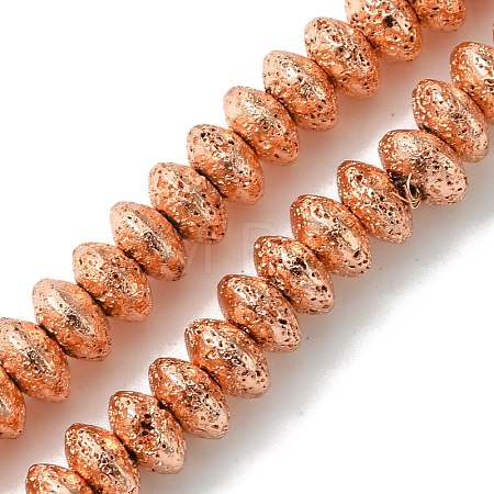 Electroplated Natural Lava Rock Beads Strands G-I360-P01-03-1