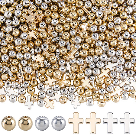 600Pcs 4 Styles CCB Plastic Beads CCB-SP0001-15-1