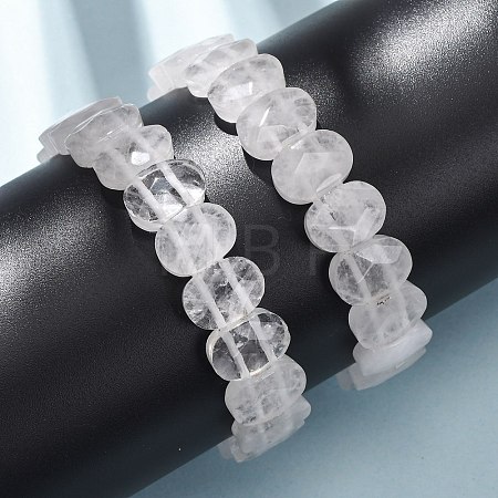 Natural Quartz Crystal Faceted Beaded Stretch Bracelets for Women BJEW-K251-07T-1