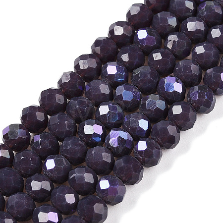 Electroplate Opaque Solid Color Glass Beads Strands EGLA-A044-P4mm-L11-1