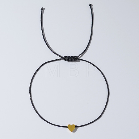 Heart Synthetic Non-magnetic Hematite Bead Braided Bead Bracelets for Couple SV5183-4-1