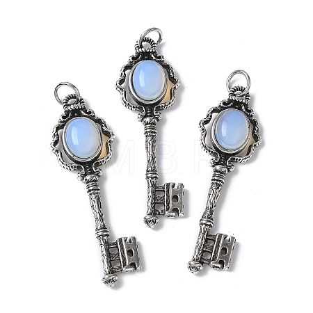 Key Brass Opalite Big Pendants KK-D361-01AS-22-1