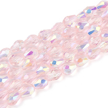 Transparent Electroplate Glass Beads Strands LS-EGLA-N023-6x8mm-A03-1