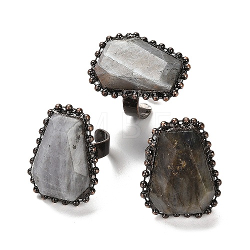 Natural Labradorite Open Cuff Ring RJEW-M166-03R-H-1