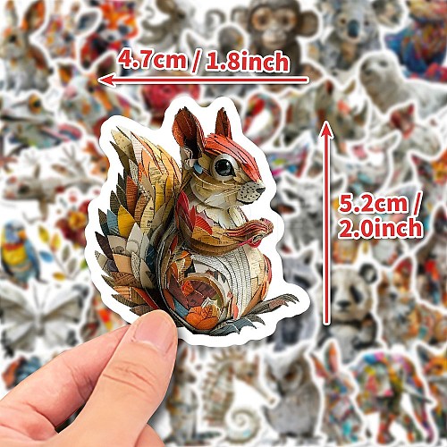 50Pcs Animals Paper Self-Adhesive Picture Stickers STIC-C010-06-1