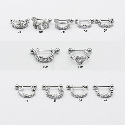 Titanium Steel Clear Cubic Zirconia Nipple Stirrups WG352FA-11-1