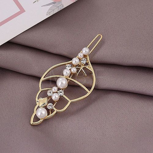 Plastic Imitation Pearl & Alloy Rhinestone Hair Barrettes AJEW-A056-03D-1