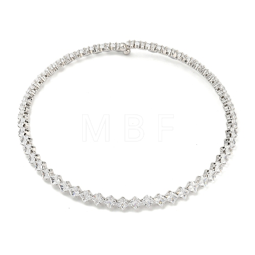 Rack Plating Brass Pave Clear Cubic Zirconia Choker Necklaces NJEW-A031-01P-1