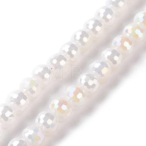 Electroplate Opaque Solid Color Glass Beads Strands GLAA-E036-10E-1